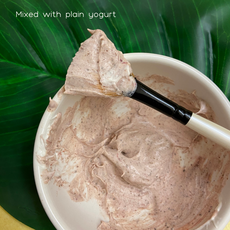 Kokiʻo dry botanical blend face mask mixed with plain yogurt.